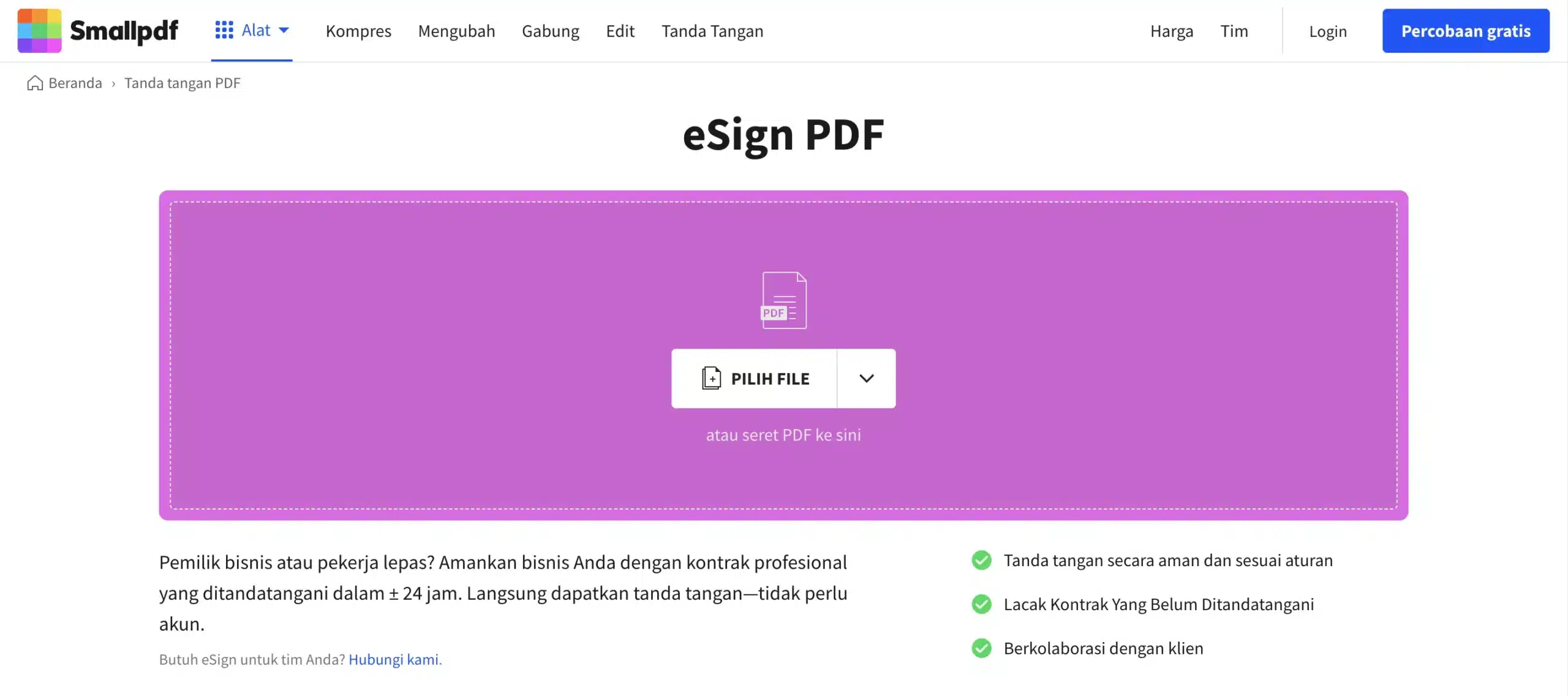 Generator tanda tangan online SmallPDF