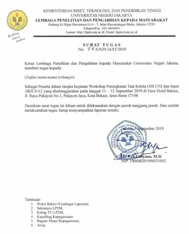 tempat stempel yang benar pada surat tugas