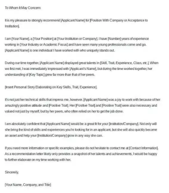 Contoh Rekomendasi Kerja Bahasa Inggris