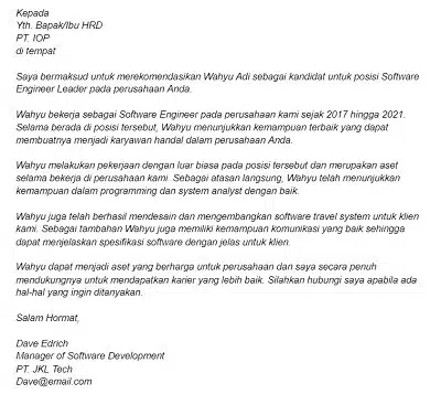 Contoh Surat Referensi Software Engineer