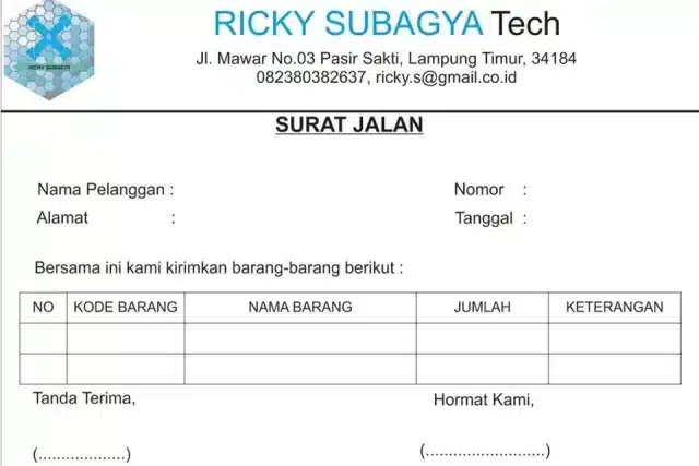 Contoh Surat Jalan 12