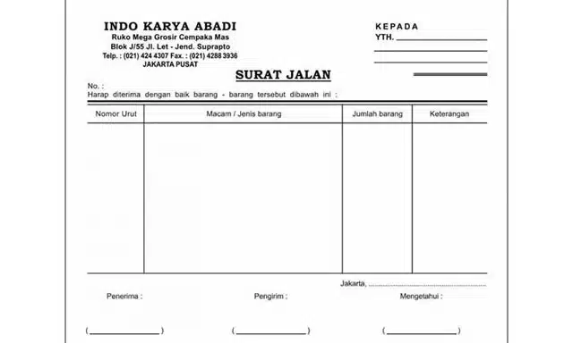 Contoh Surat Jalan 5