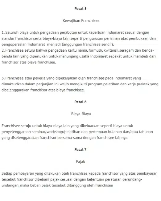 Contoh Surat Perjanjian Franchise Bagian 5