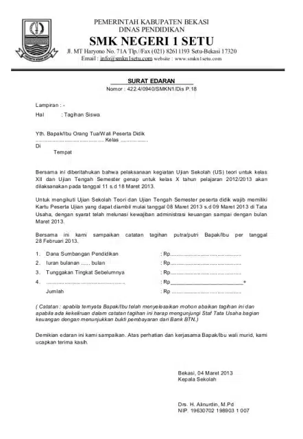 Contoh Edaran Permintaan Partisipasi