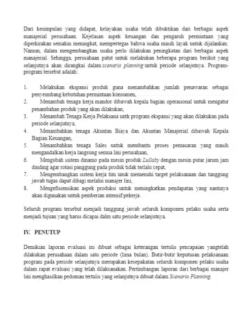 Contoh Laporan Bisnis Bagian 13