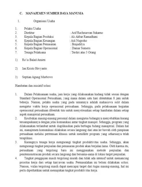 Contoh Laporan Bisnis Bagian 5