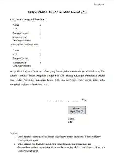 Contoh Persetujuan Atasan