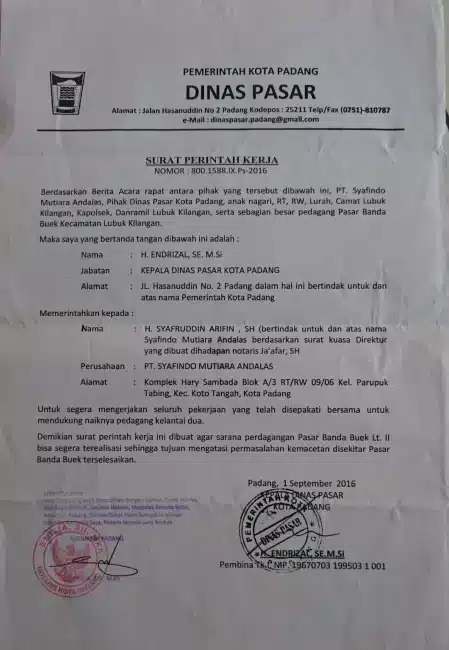 Contoh SPK Relokasi Tempat Usaha