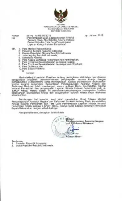 Contoh Surat Edaran MenpanRB