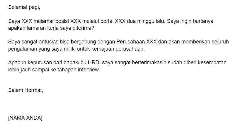 Contoh Surat Follow Up Setelah Mengirimkan Lamaran