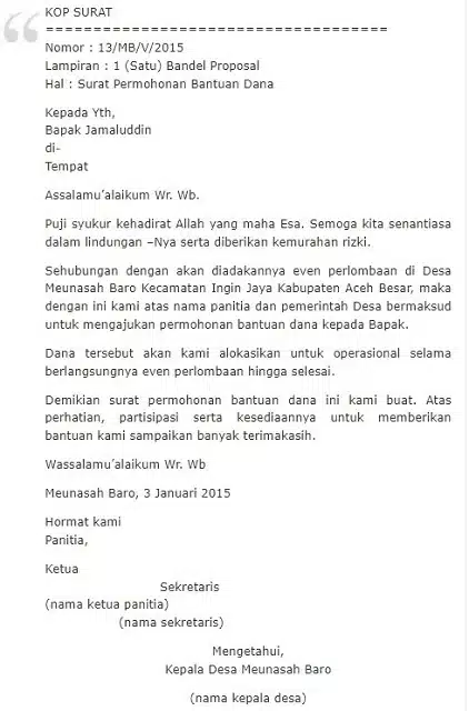 Contoh Surat Pengantar Proposal Kegiatan Desa 2