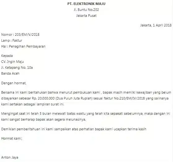 Surat Bisnis Penagihan 2