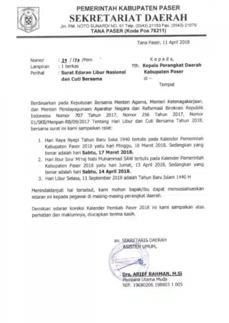 Surat Edaran Pemerintah Kabupaten