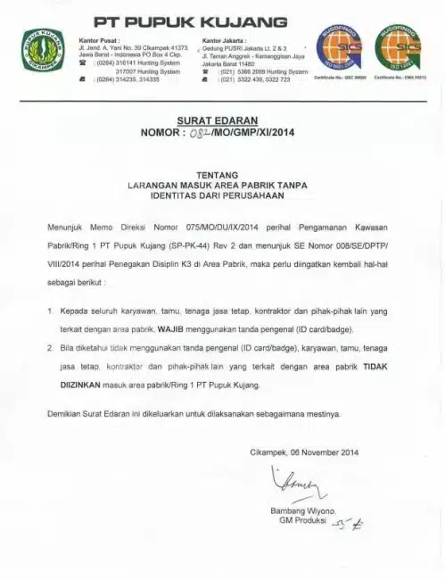 Surat Edaran Perusahaan