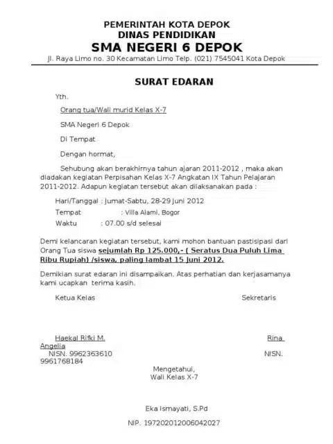 Surat Edaran Sekolah