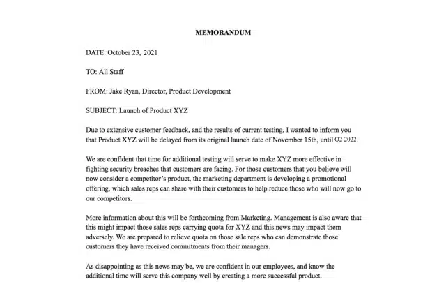 Contoh Memo Internal Bahasa Inggris 2