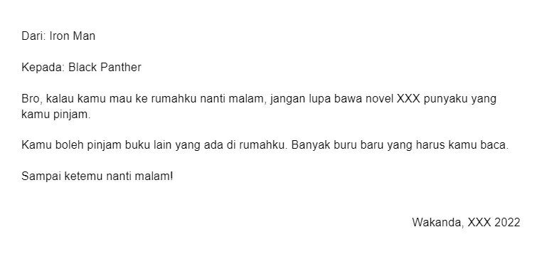 Contoh Memo Tidak Resmi