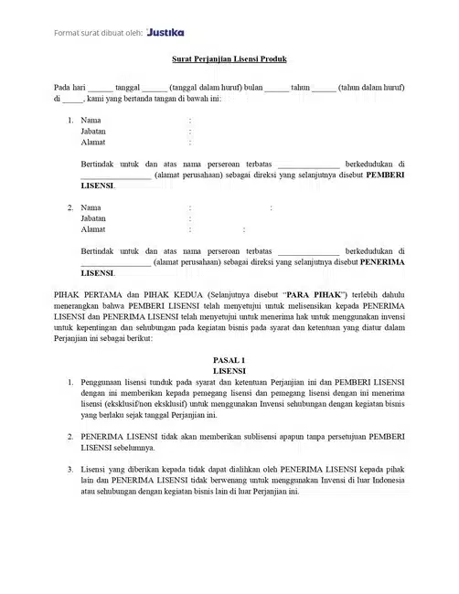 Perjanjian Lisensi merupakan salah satu contoh kontrak bisnis