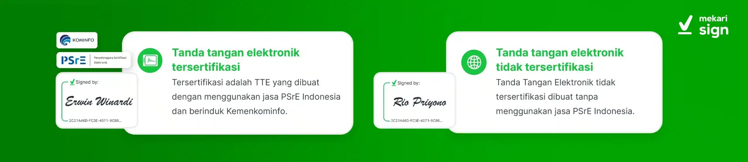 ilustrasi perbedaan tanda tangan elektronik tersertifikasi dan tidak tersertifikasi