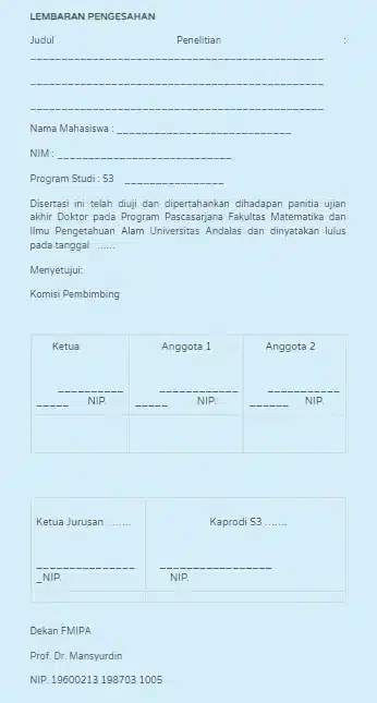 Lembar Pengesahan Disertasi