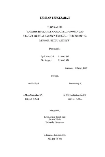 Lembar Pengesahan Tugas Akhir