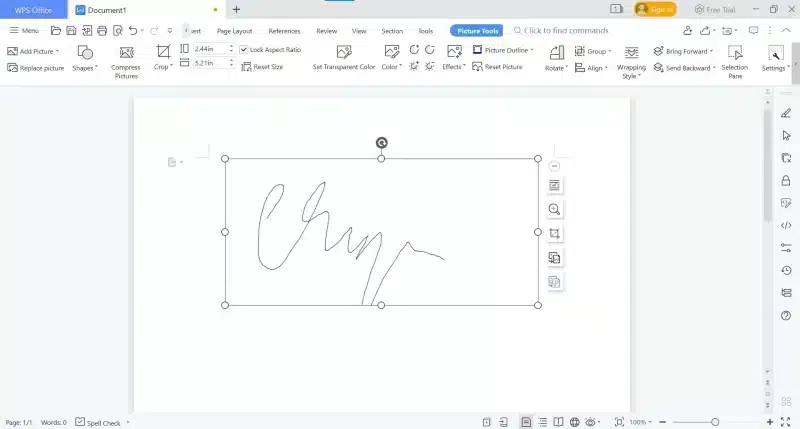 langkah ketiga cara membuat tanda tangan di WPS Office