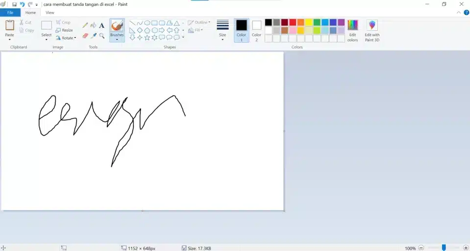 langkah pertama cara membuat tanda tangan excel dengan impor gambar