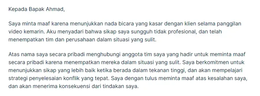 Contoh Permohonan Maaf ke Atasan