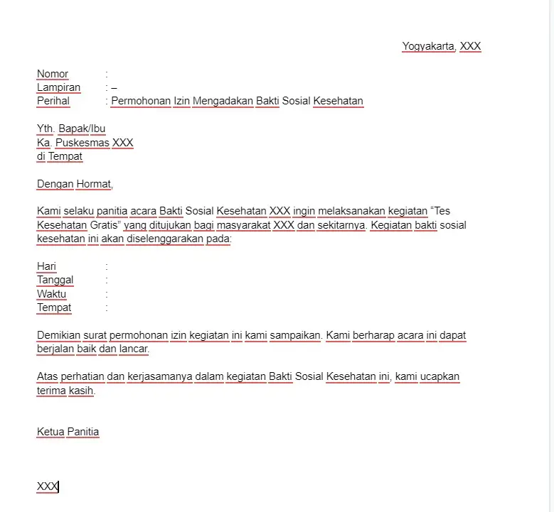 Contoh Surat Permohonan Izin Bakti Sosial