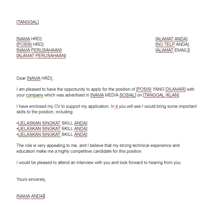 Lamaran Pekerjaan dari Iklan di Media Sosial Bahasa Inggris