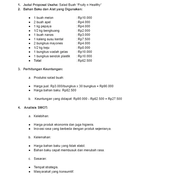 Contoh Proposal Usaha Kerajinan