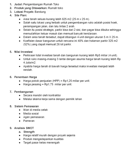 Contoh Proposal Usaha Properti