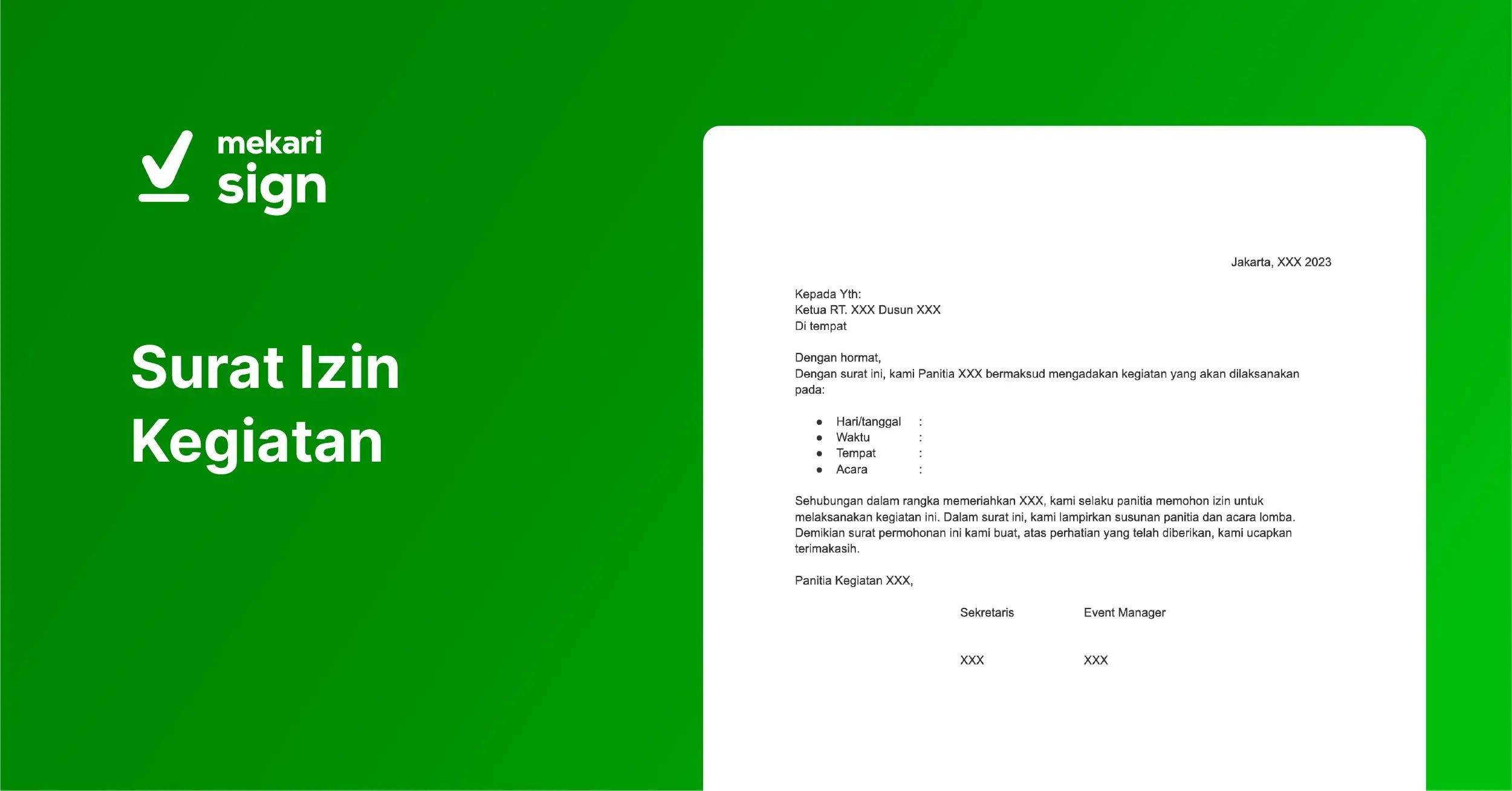 featured image Surat Izin Kegiatan - Mekari Sign