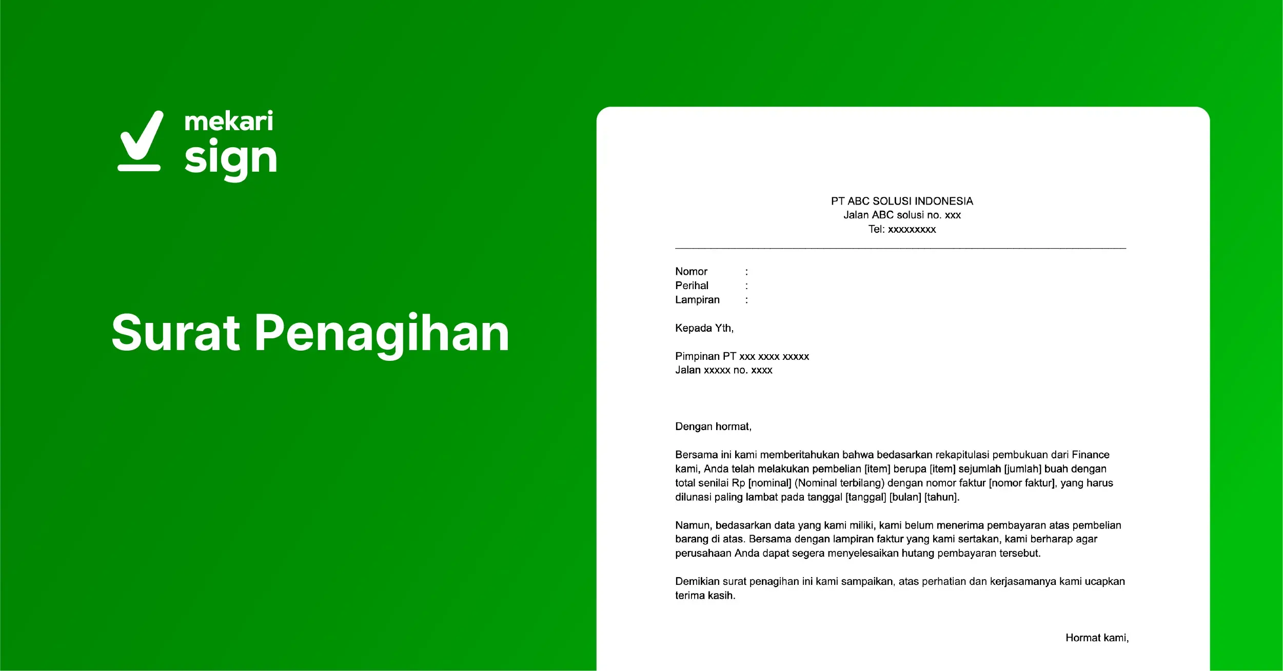 Surat Penagihan - Mekari Sign