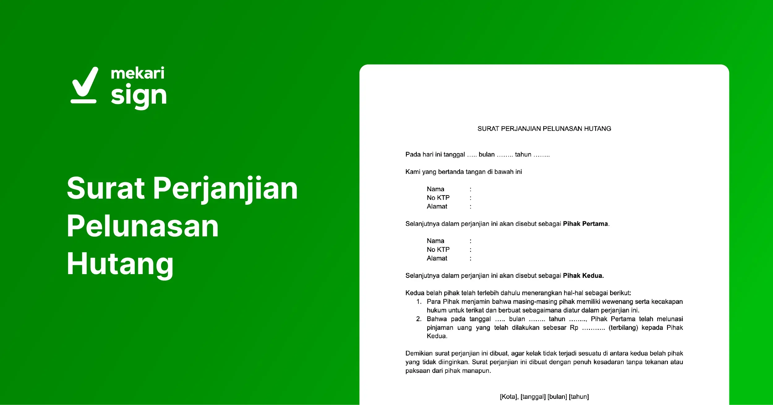 featured image Surat Perjanjian Pelunasan Hutang - Mekari Sign