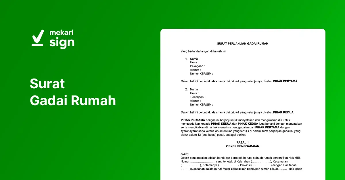 Surat Gadai Rumah - Mekari Sign