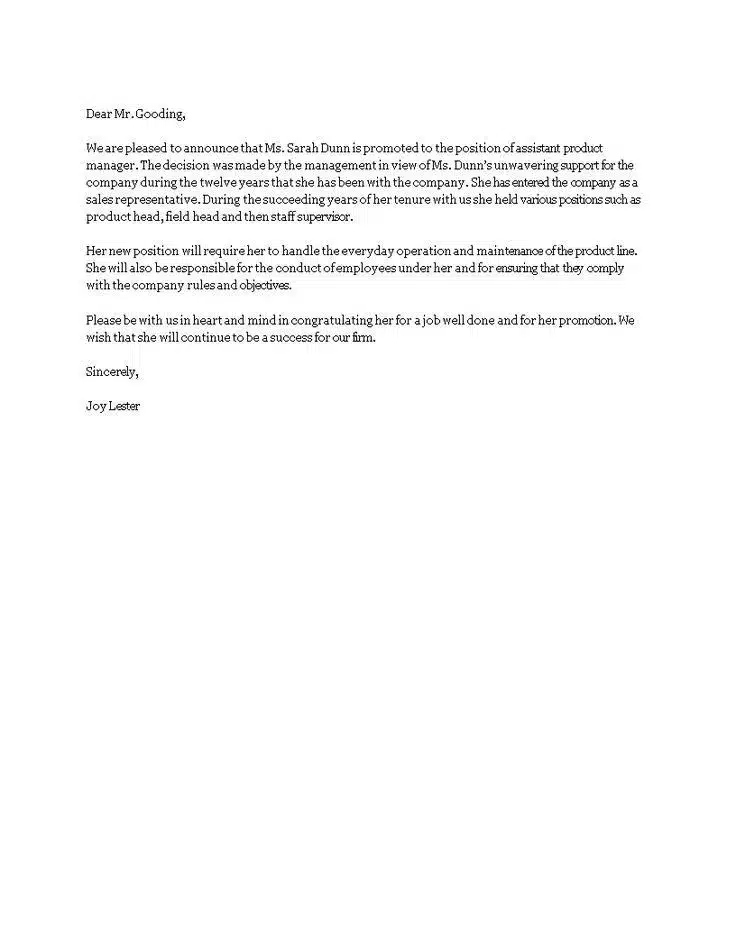 Alternatif Bentuk Surat Promosi Jabatan dalam Bahasa Inggris