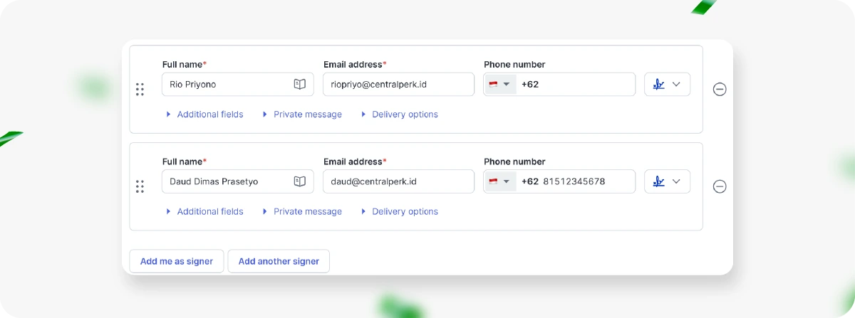 Mengatur pihak penandatangan