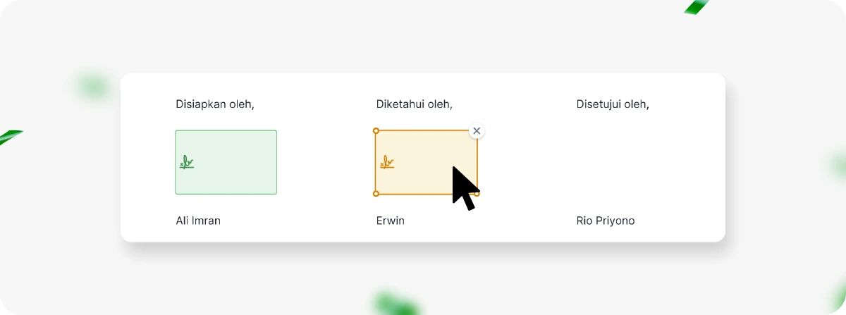 Meletakkan tanda tangan