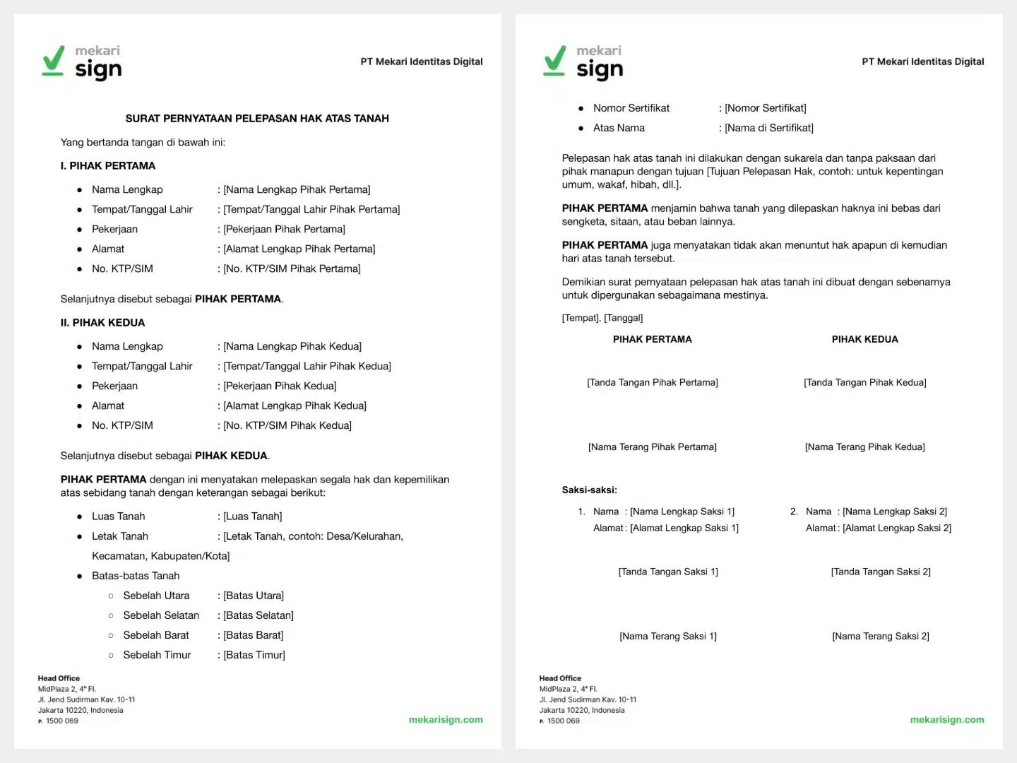 Contoh Surat Pelepasan Hak Tanah secara Umum