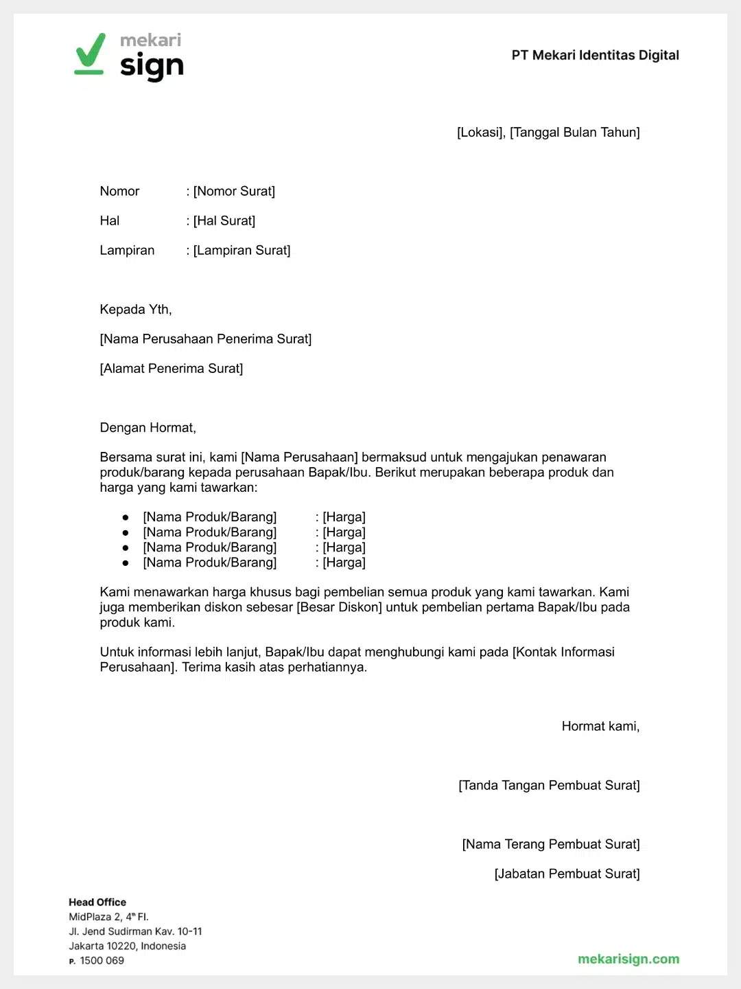 surat penawaran korespondensi