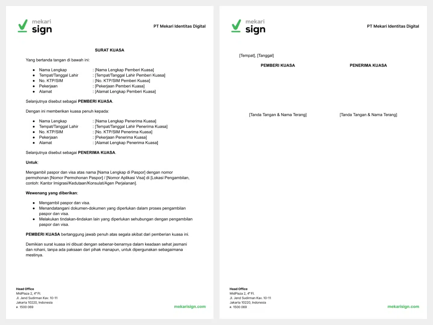 Template Contoh Surat Kuasa Pengambilan Paspor dengan Visa