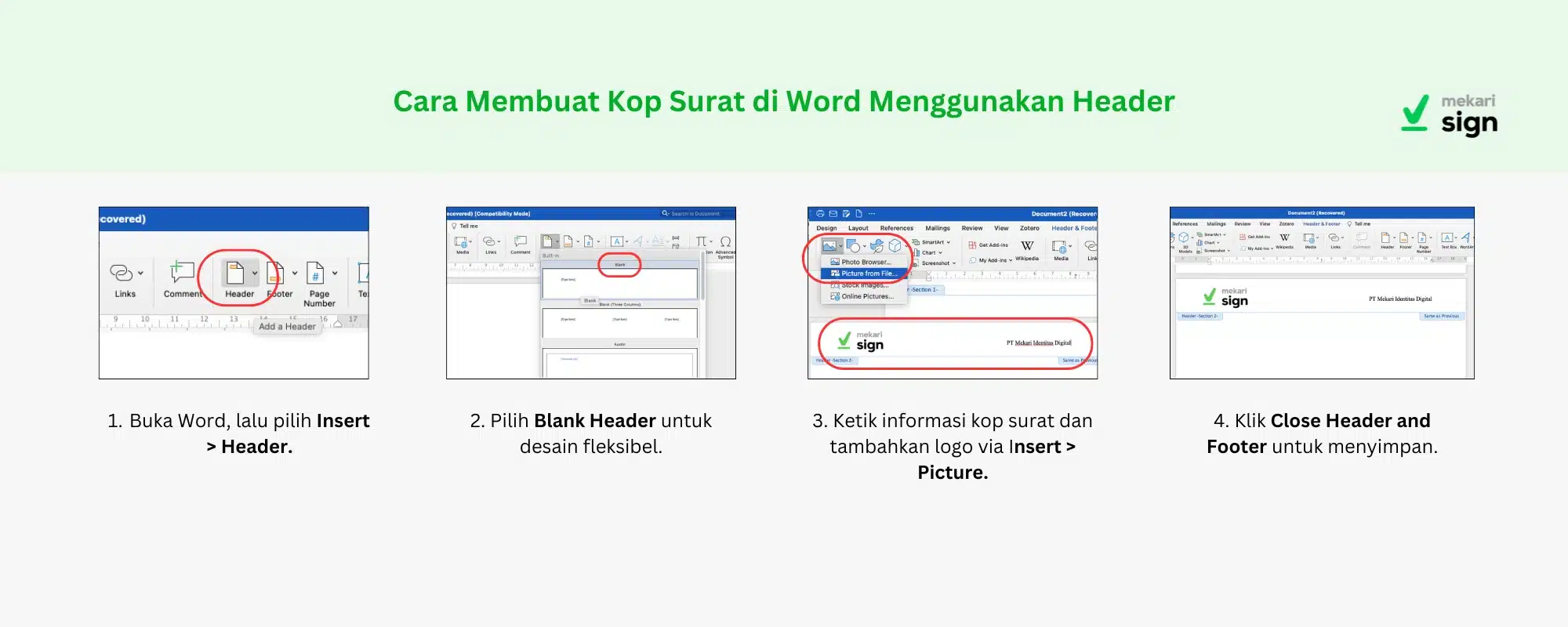 Kop Surat dengan Header