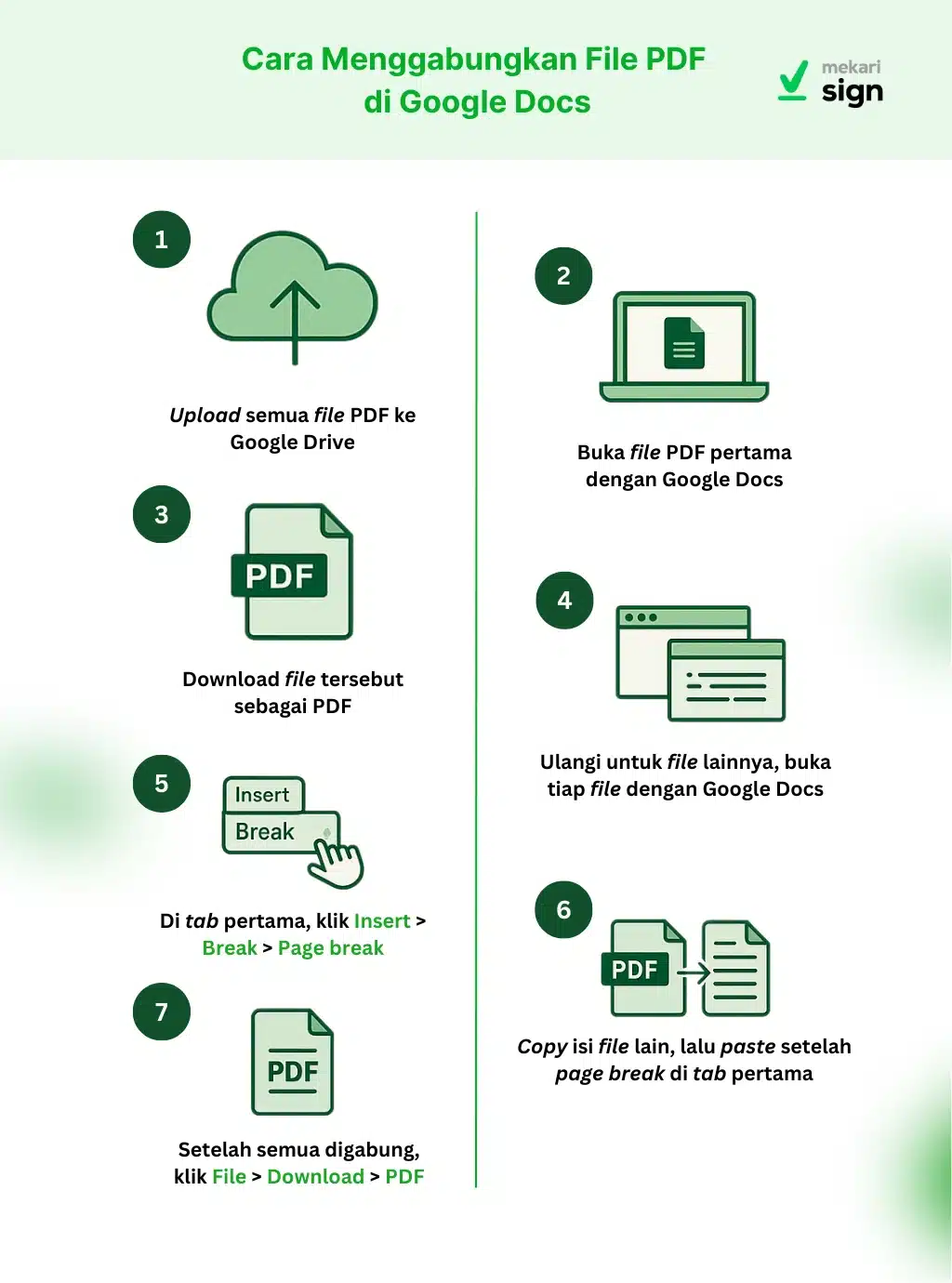 Infografis Cara Menggabungkan PDF dengan Google Drive