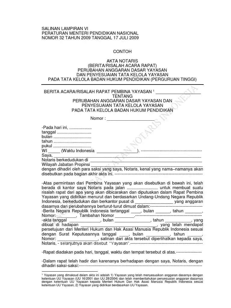 Contoh bentuk Berita Acara RUPS di bawah tangan oleh Notaris