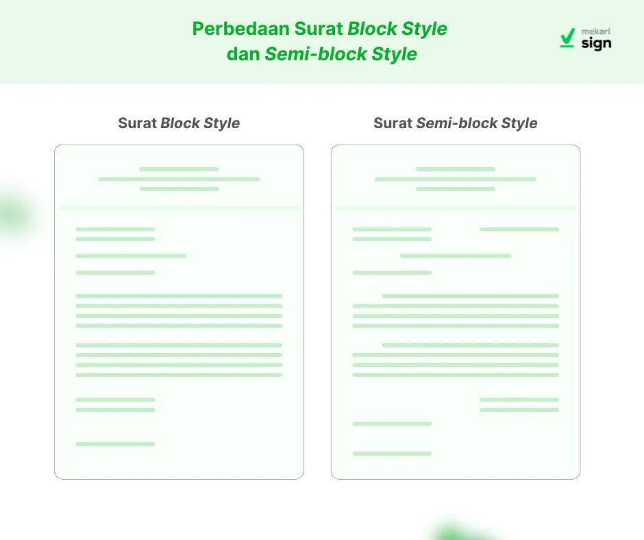 perbedaan format block style dengan semi-block style dilihat dari cara pengetikan paragraf