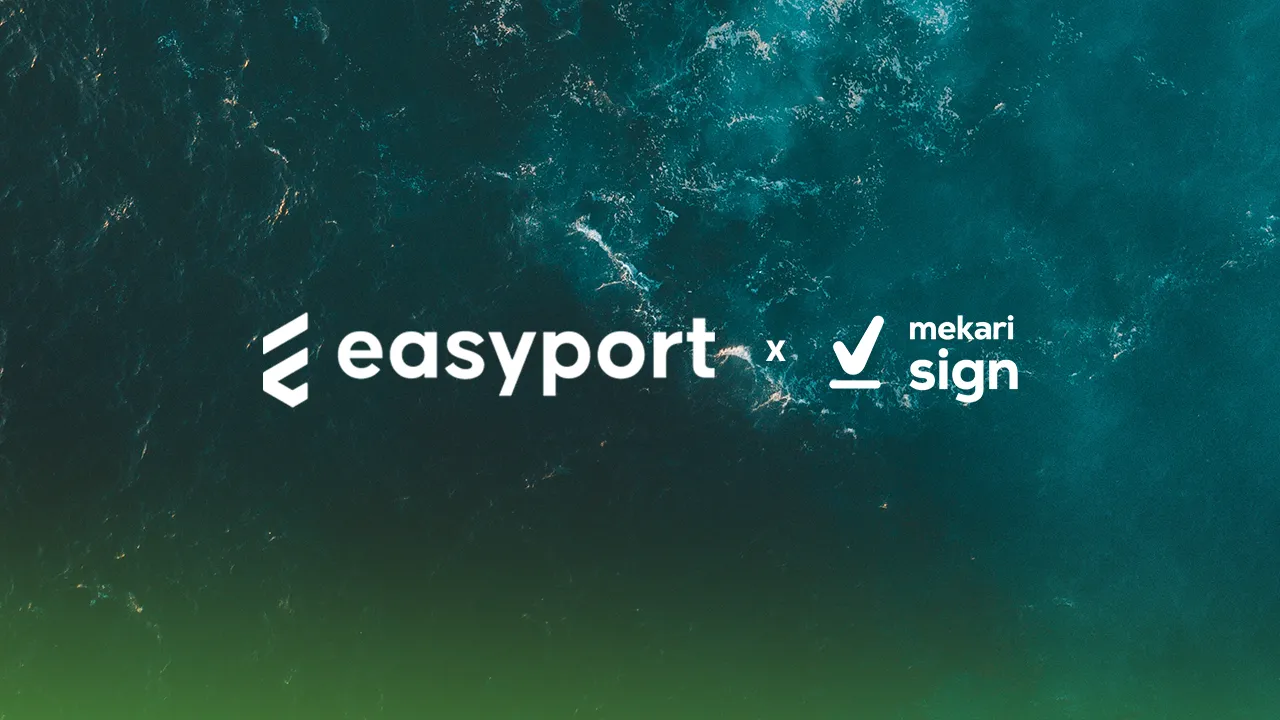 Logo Easyport dan Mekari Sign sebagai simbol kerja sama digitalisasi dan keamanan dokumen perdagangan