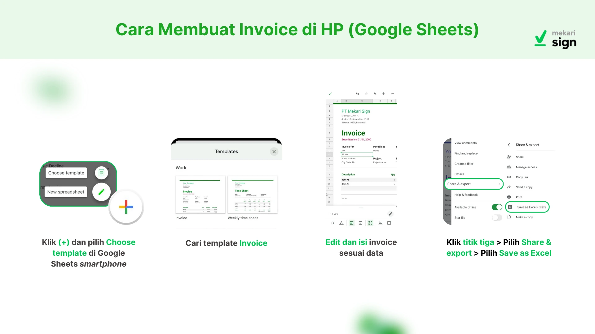 cara membuat invoice dengan mudah, praktis, dan gratis di HP menggunakan google sheets